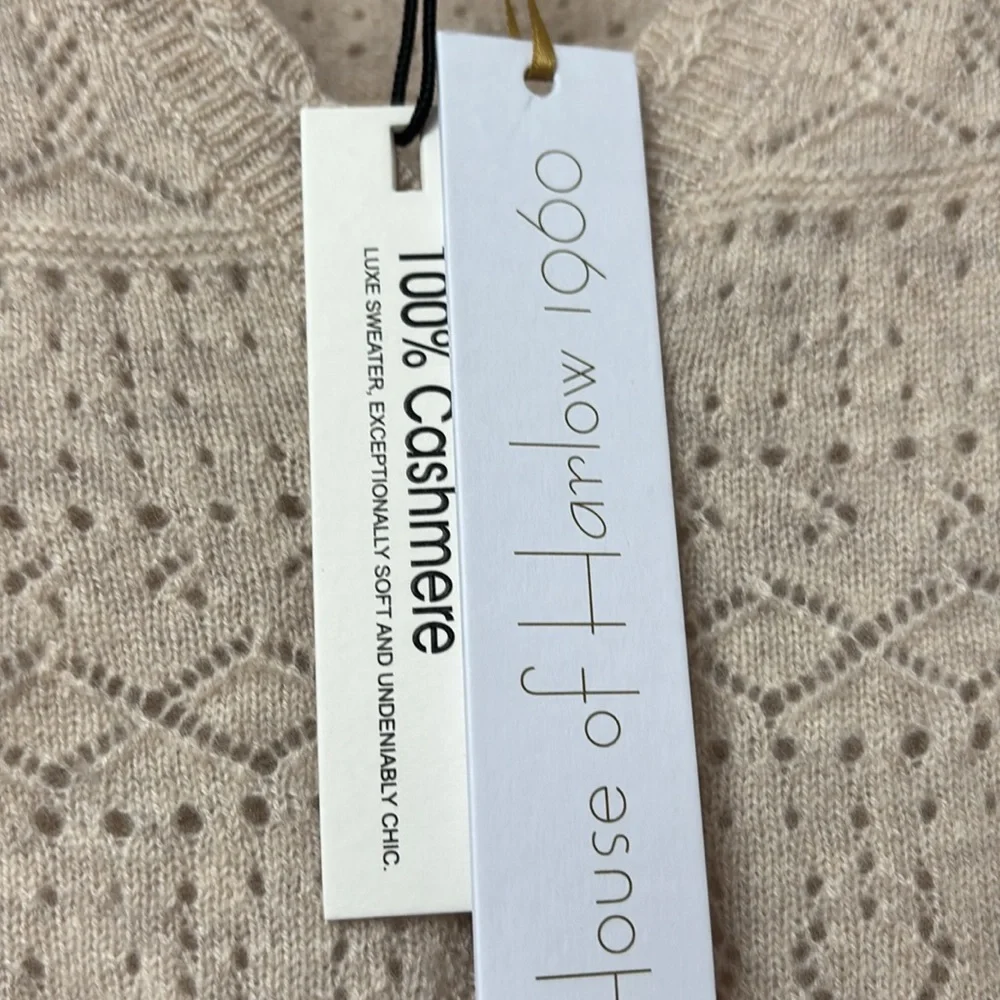 House of Harlow 1960 Cashmere Cardigan in Beige Light Cropped Size Medium NWT - Picture 4 of 10